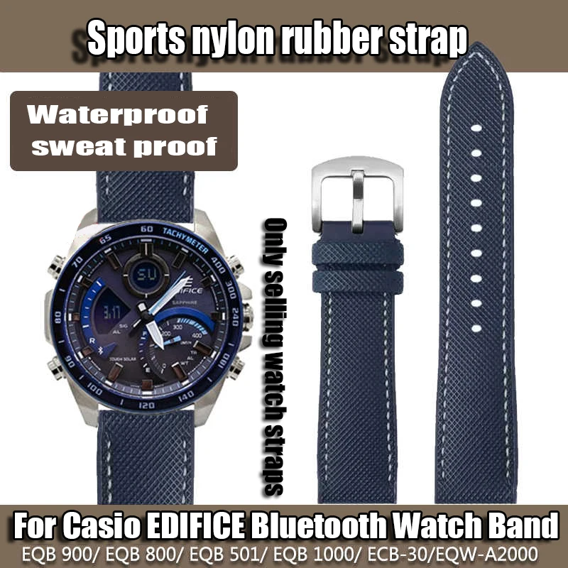 For Casio EQB900 Watchband EDIFICE Solar Bluetooth EQB800 EQB501 EQW-A2000 ECB-30 Bracelet Sport Carbon fiber Nylon Rubber Strap