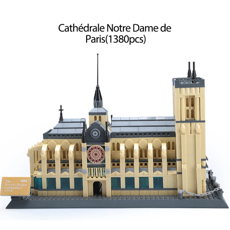 1378PCS Notre Dame Cathedral Building Blocks World Famous Architecture Assemble Bricks City Street View Toys Gifts For Children