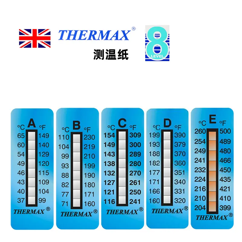 Temperature measurement paper UK thermax thermal temperature sensitive paper label attached temperature strip 8 grids 10 grids