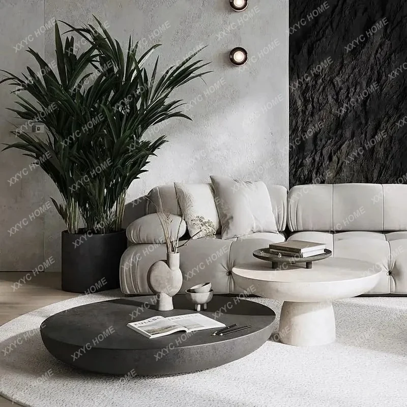 style light cement wind round coffee table size combination