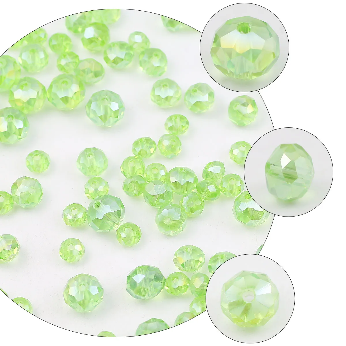 Loose Spacers Beads Light Green AB Color Austrian Crystal Faceted Flat Round 2-10mm For Jewelry Making DIY Bracelet Accessories