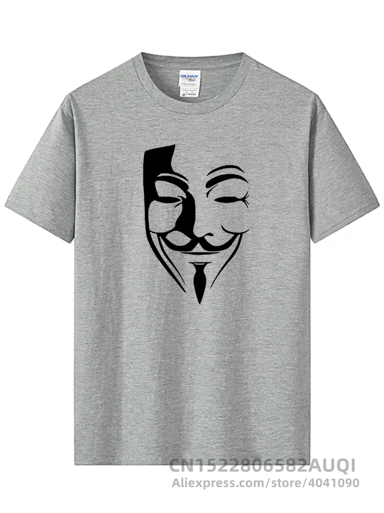 Men\'s High Quality 100% Cotton T-shirt V Word Vendetta Printing Summer Loose Male T-shirt Casual Men T-shirt Hip Hop Tops