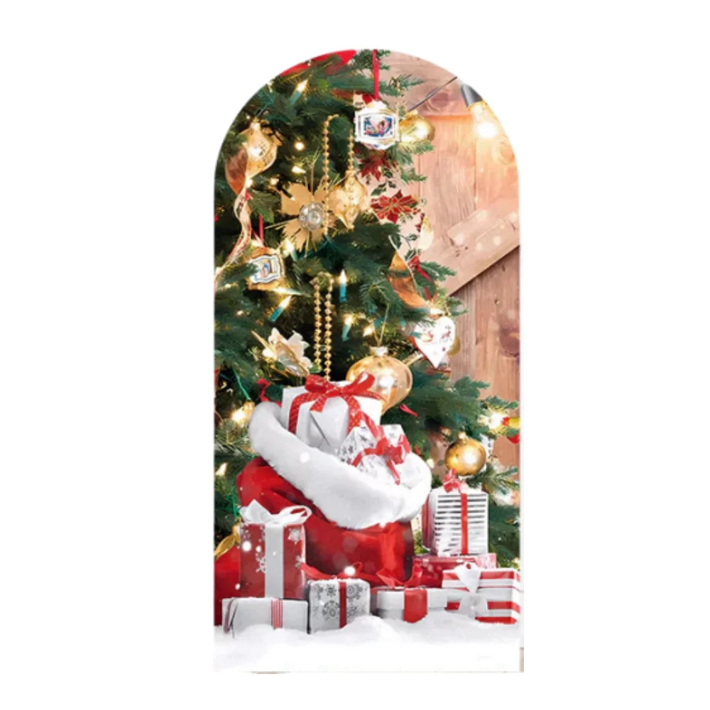 Kerstfeest boog achtergrond partij ballon boog achtergrond covers aangepaste ontwerp decoratie elastische stof boog achtergrond
