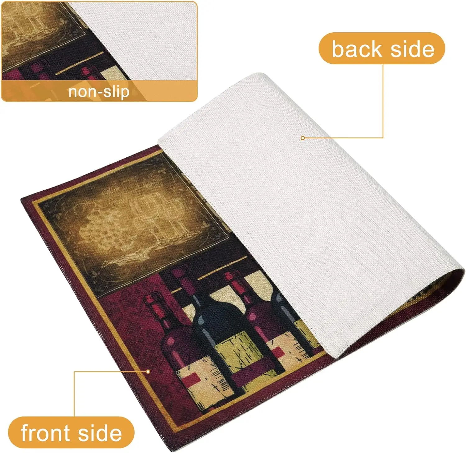 Wine Placemats Set of 4 Thick Linen Place Mats Heat-Resistant Washable Table Mats Placemats for Kitchen Dining Home Table Decor