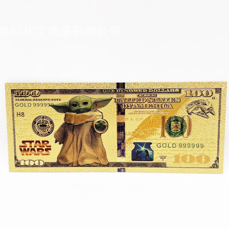 Star Wars Mandalorian Manga Figures Yoda Gold Commemorative Banknote Collection Movie Peripherals Best Gifts