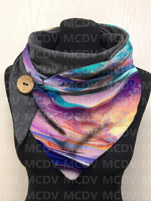 Quicksand Art 3D Printed Warm Fleece Casual Scarf And Shawl for Women Warm and comfortable Scarf 01