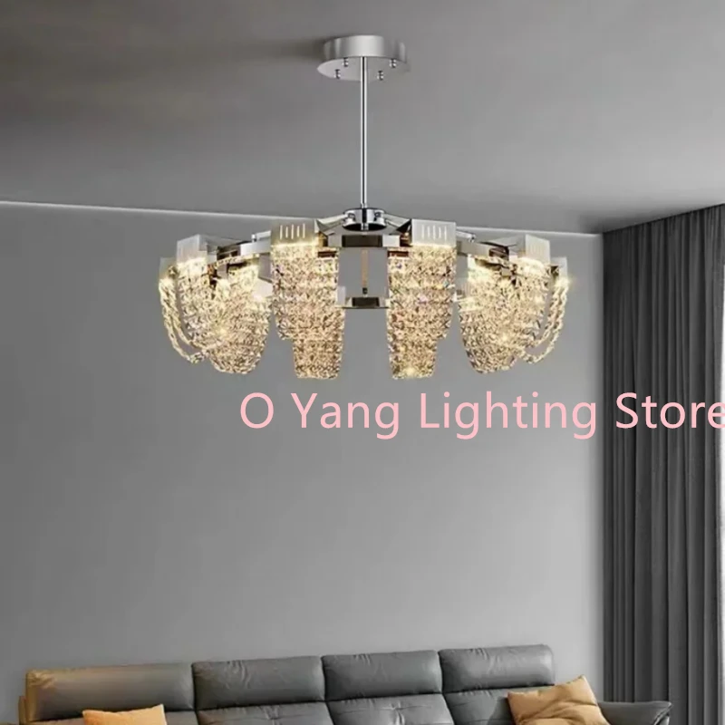 Customized Version Silvery Home Decoration Pendant Lights Luxury Crystal Living Room Bedroom Indoor Lighting RC