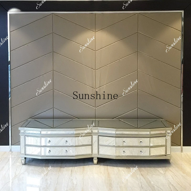 Mirror furniture size apartment simple storage decorative cabinet neoclassical postmodern style   FT