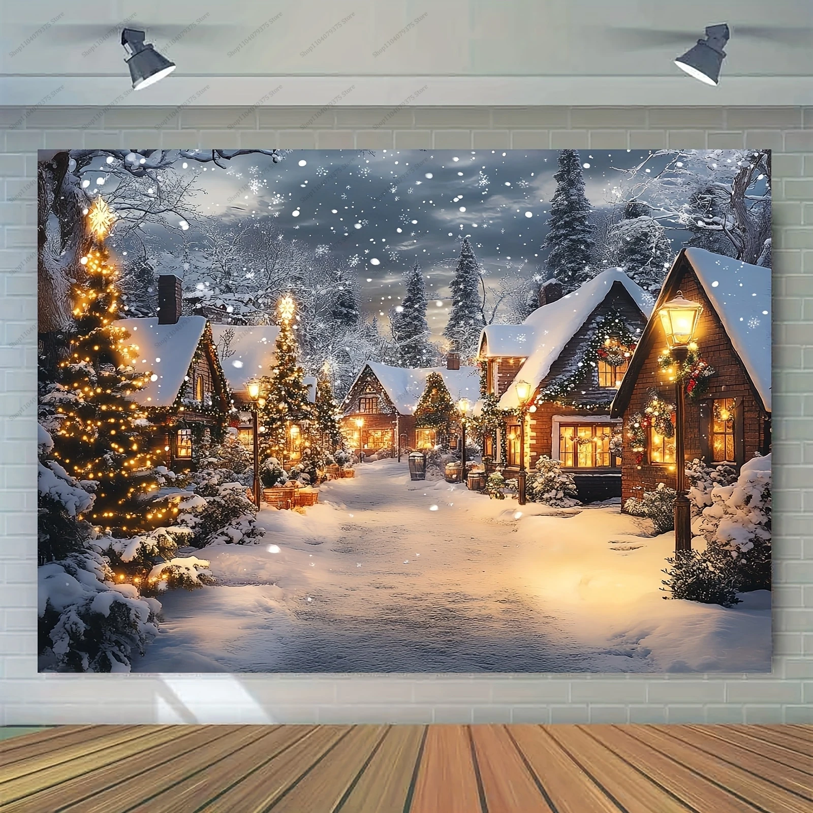 Christmas Party Background Santa Claus Photo Banner With Snow Window Moon Christmas Tree And Gifts For Photography New Year