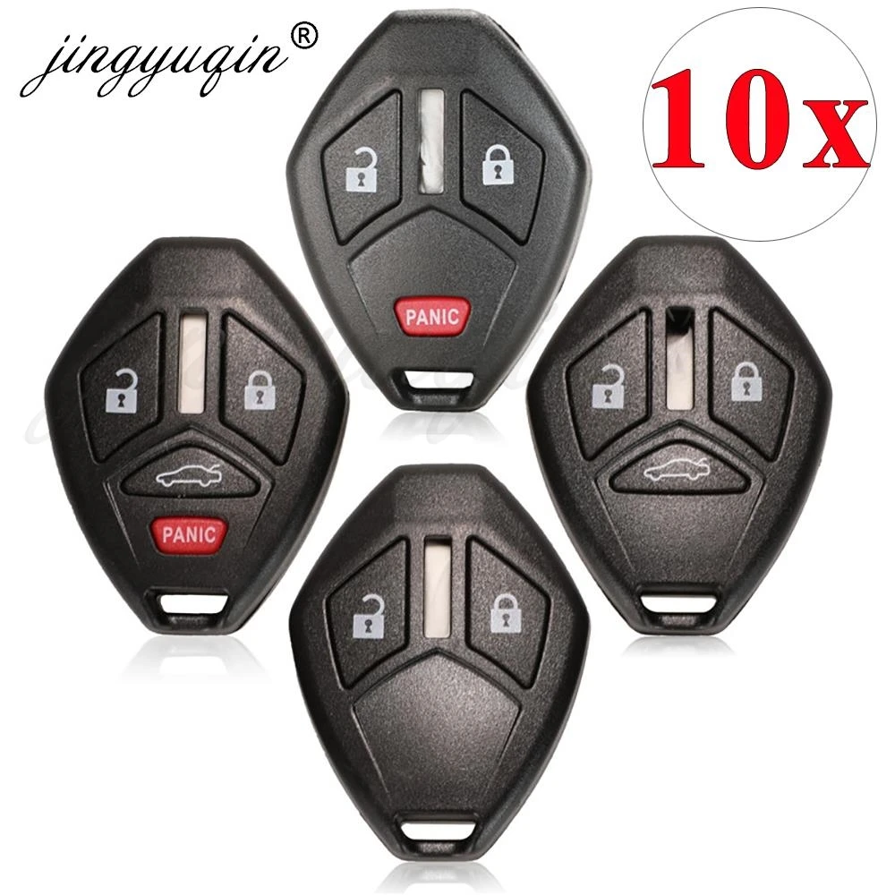 

jingyuqin 10pcs Remote Key Shell Case Fob For Mitsubishi Lancer Outlander Endeavor Galant 2+1/3+1 Buttons Car Key No Blade