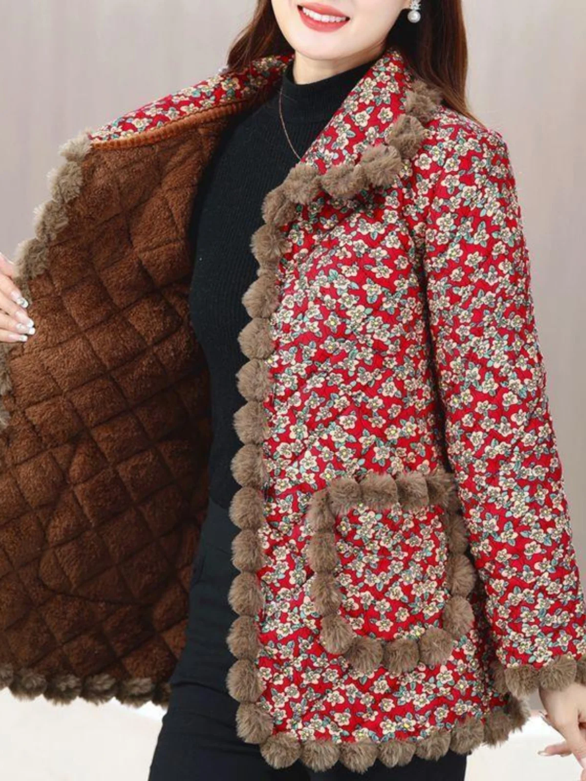 

Faionable Thiened Fluffy Cotton Jaet для мам, зимняя новинка, теплая уютная верхняя одежда большого размера для среднего возраста и ли