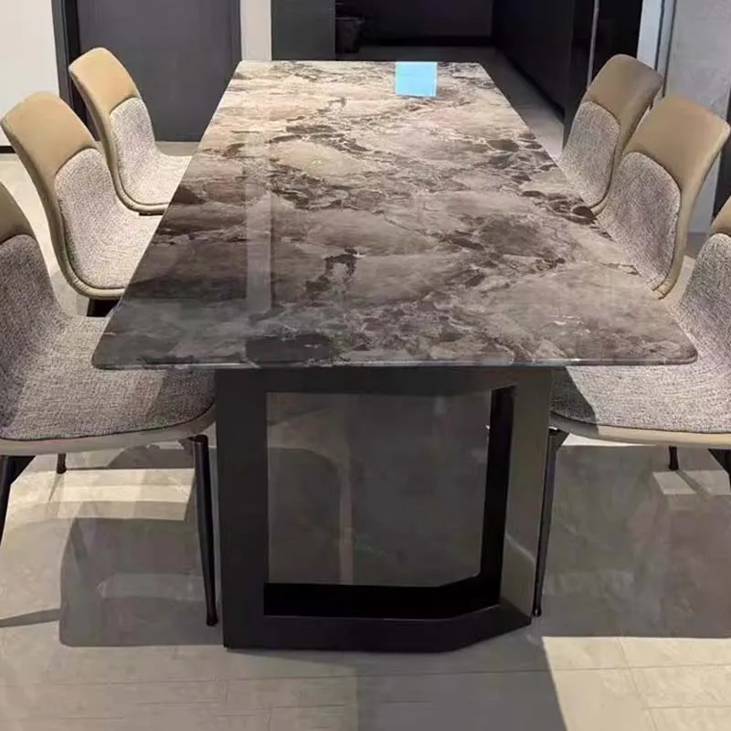 Minimalist Black Dining Tables Luxury Vintage Space Saving Dining Room Table Sintered Stone Mesa De Comedor Kitchen Furniture