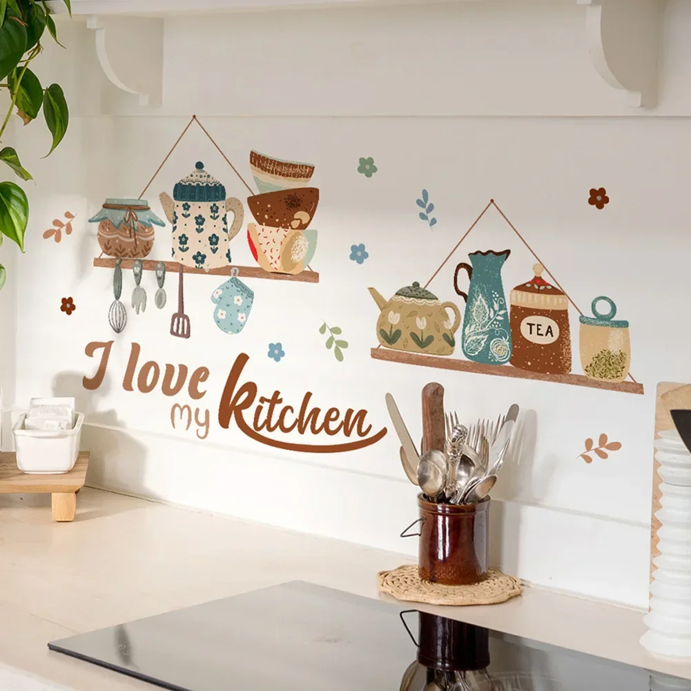 

Cartoon Wall Stickers Fun Design Removable Waterproof Wall Decals Hand Painted PVC Wall Posters Dining Room Kitchen Decoration