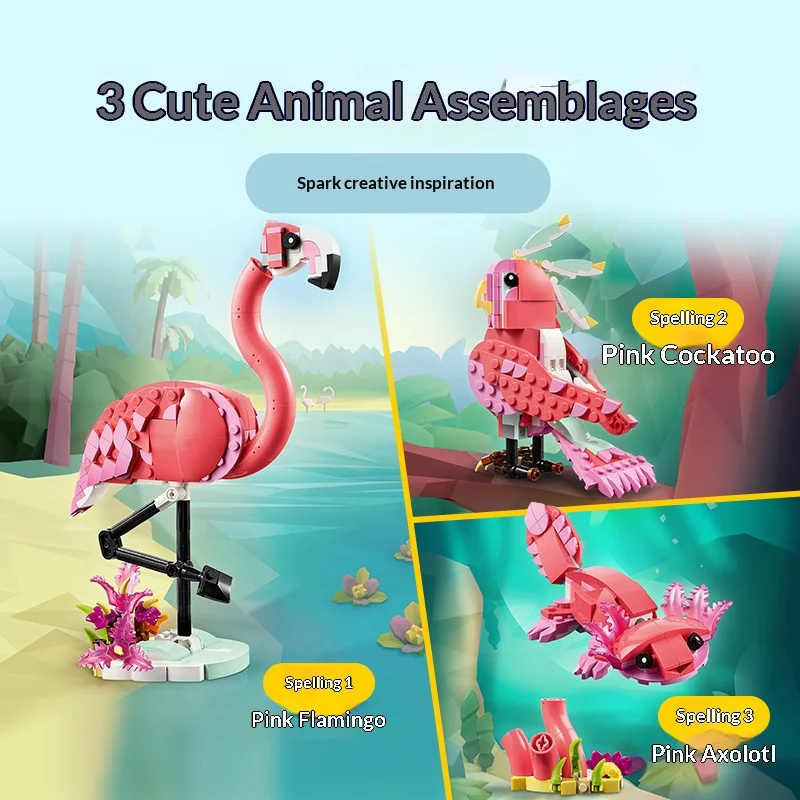 LEGO 31170 Vida Selvagem: Flamingo Rosa Criativo Versátil Série 3 em 1 de Blocos de Construção Brinquedos de Construção para Crianças Presente de Natal
