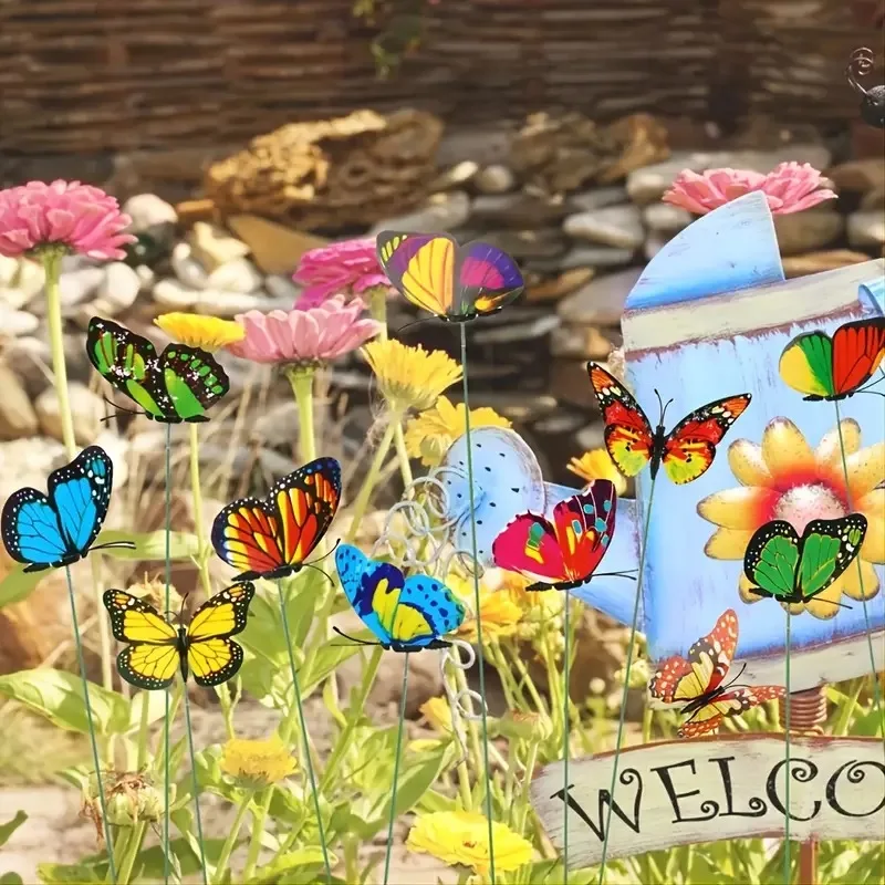 Bunch of Butterflies Garden Yard Planter Colorful Whimsical Butterfly Stakes Decoracion Outdoor Wedding Party Decoration