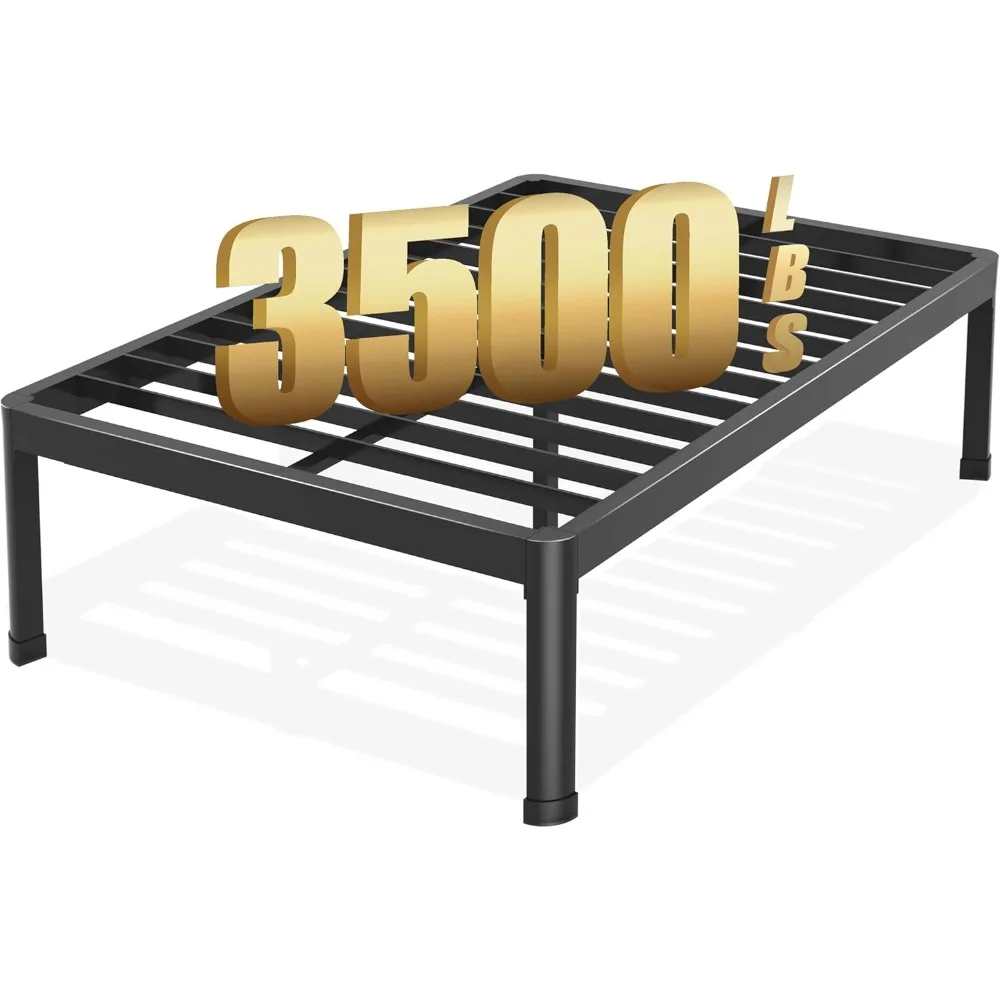 Frame with Round Corner Edge Legs, 18 Inch Heavy Duty Support 3500 lbs Metal Platform Bed Frame Full Size, No Box Sprin