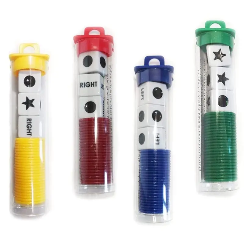 MACH-4Pack Left Right Center Dice Game Prime Set Bundle With Five-Pointed Star Pattern Set For Family Home Party