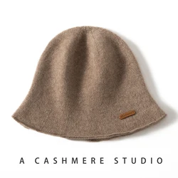 New Arrival Autumn Winter Cashmere Bucket Hats Women Casual Soft Keep Warm Dome Cashmere Kniited Hat Fashion Korean Bucket Cap