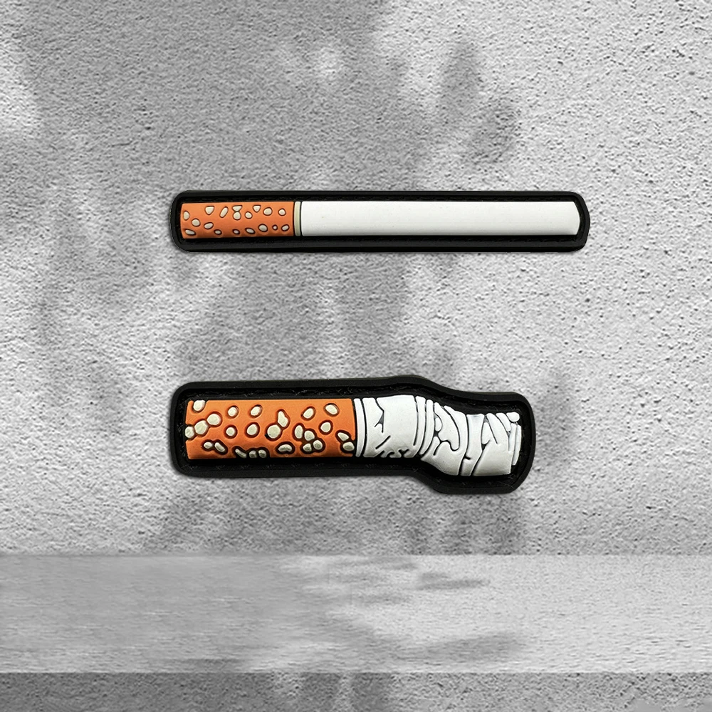 Long Strip Cigarette-Shaped Pvc Armband Patch Badge with Glow-In-The-Dark Effect, Waterproof and Wear-Resistant, for Jackets, Backpacks, Vests, and Clothing, Personalized Identification Patch with Fleece Backing