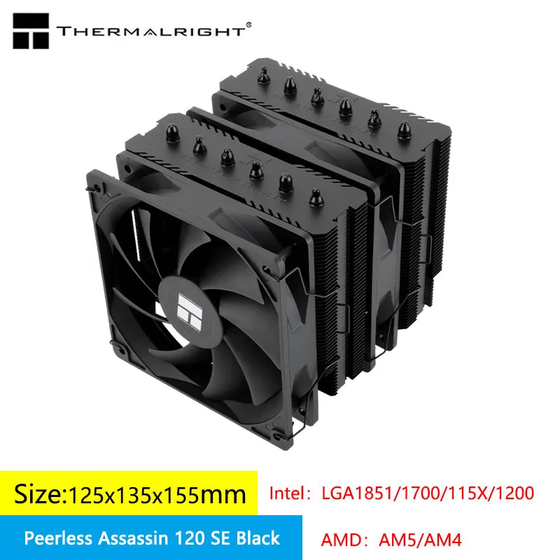 thermalright assassino sem igual 120 se radiador caixa preta do computador tubulacao de calor 6x6 mm revestimento nano enegrecido suporte lga1700 am5 01