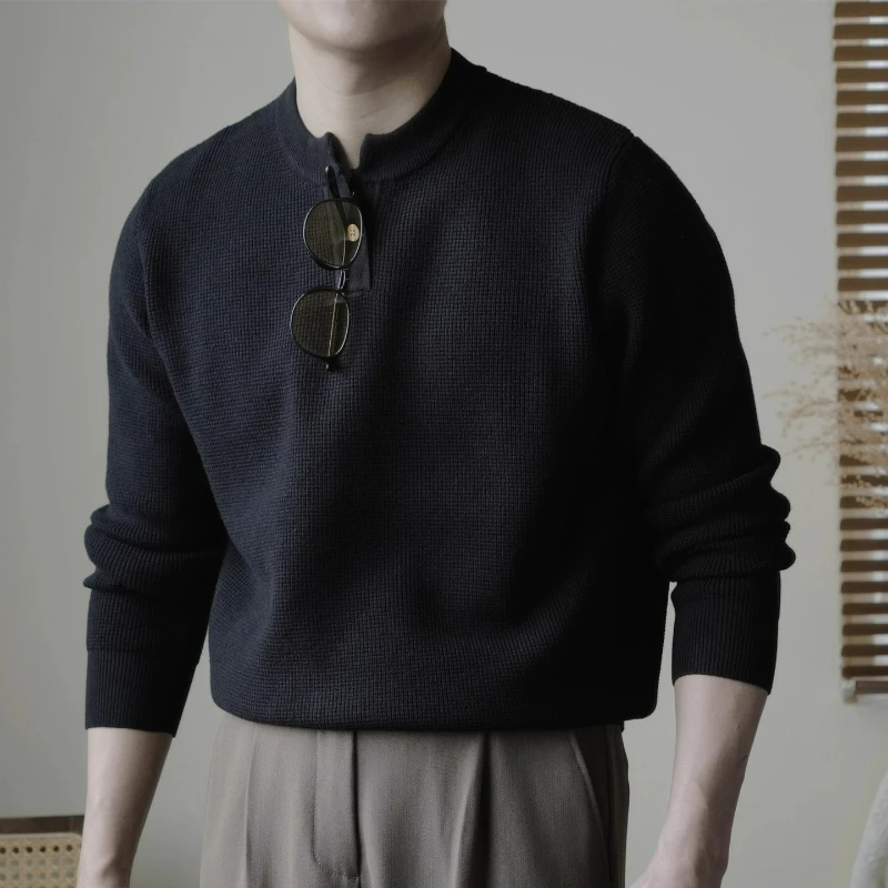 [الصوف المخلوط] سترة محبوكة للخريف والشتاء فضفاضة ودافئة