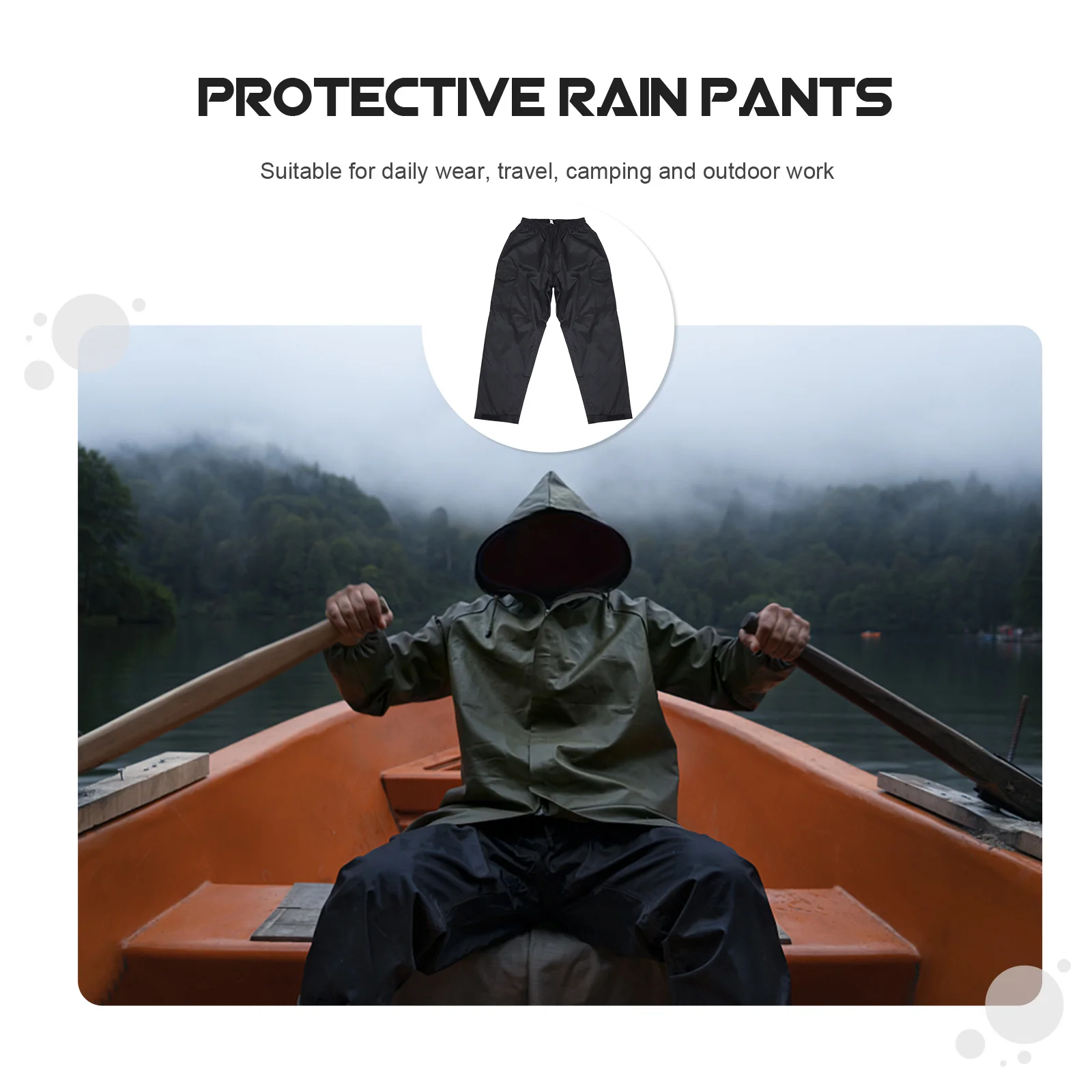 

1pc Waterproof Breathable Rain Pants Lightweight Wear-Resistant Outdoor Hiking Fishing Camping Trousers Double Layer Motorcycle