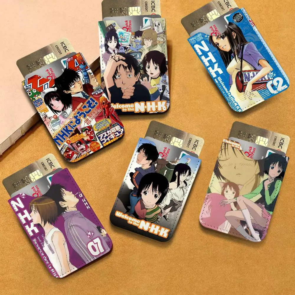 Anime Welcome to the NHK! Pu Leather Credit Card Holder Business Cardholder Anti Theft Id Organizer for Outdoor Carrying