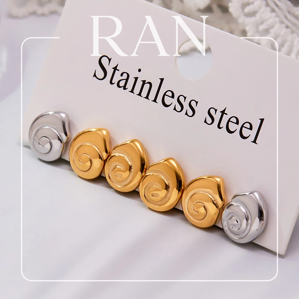 Stainless Steel Spiral Stud Earrings for Women 18K Gold Plated Glossy Swirl Geometric Earrings Minimalist Ear Studs Jewelry Gift