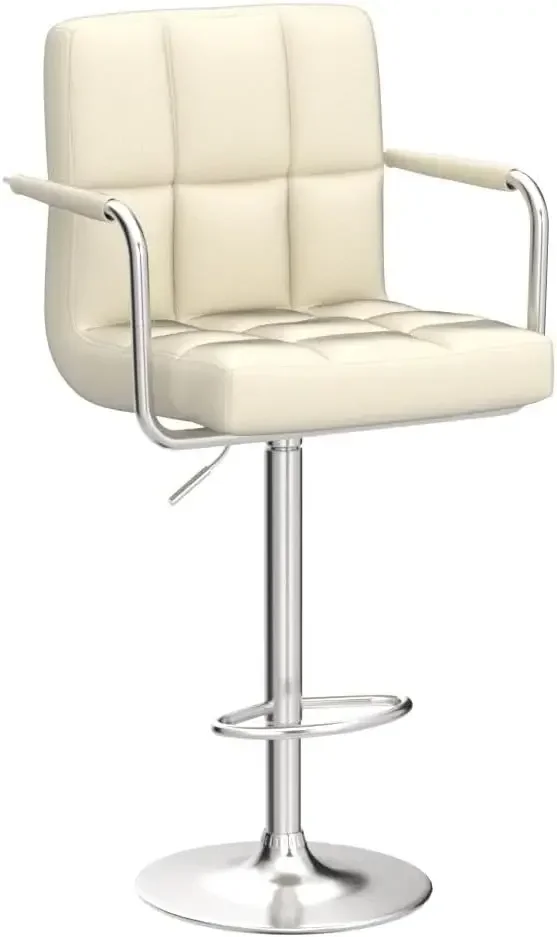 High bar stool A leather adjustable bar stool, counter height stool, bar chair with armrests and backrest 360° rotating stool