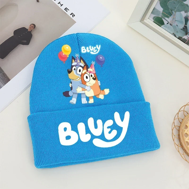 

Bluey Baby Knitted Hats Bingo Bandit Chilli Cover Beanie Cap Anime Cartoon Print Outdoor Winter Warmth Cute Vogue Kids Xmas Gift