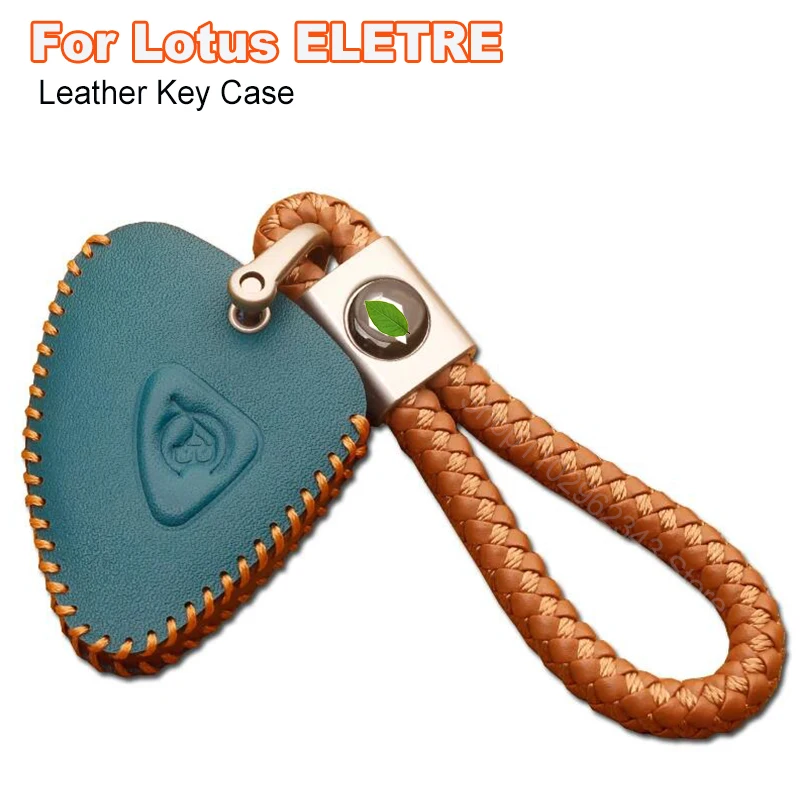 

For Lotus ELETRE 2023 Leather Car Remote Key Bag Case Wallet Holder Key Cover Key Chains Ring Auto Accessories