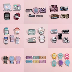 4-6pcs/set Mental Health Series Enamel Pins Treating Psychology Social Anxiety Brooches Lapel Badge Jewelry Gifts For Friends