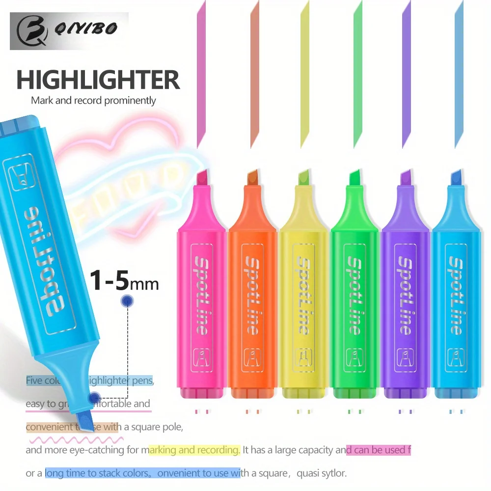 4/6 Pcs/set Pastel Flat Single Head Light Color Oblique Drawing Highlighters Fluorescent Pen Markers for School Supplies