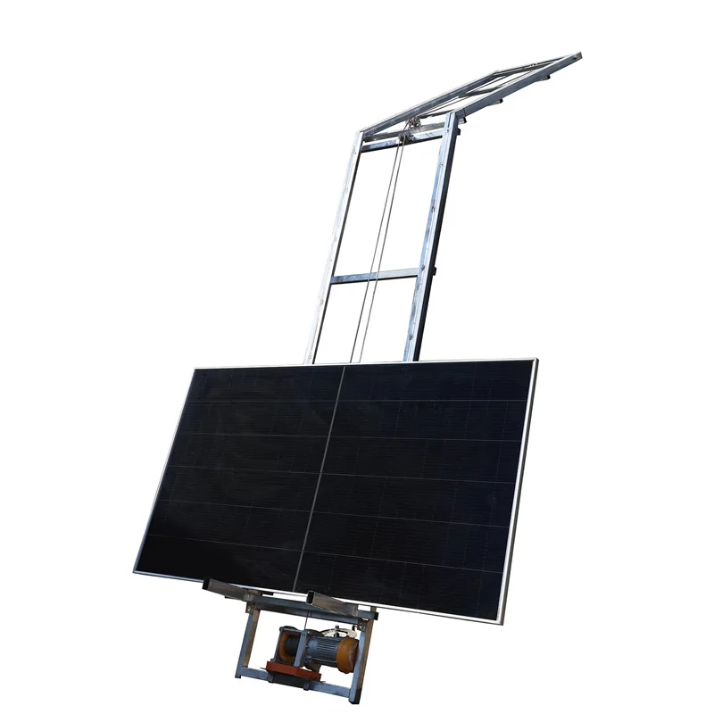 Adjustable Electric Solar Panel Lift Elevator Ladder Platform Wire Rope PV Panel Roof Lifting