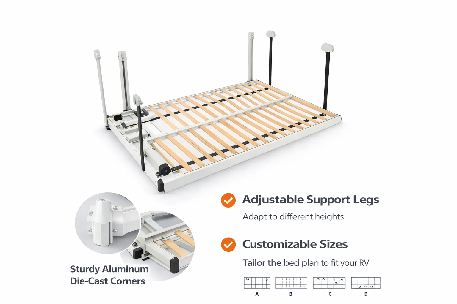 

2025 Custom-Made 12V 24V Motorhome Part Camper Van Conversion Kits Aluminum Bed Lift
