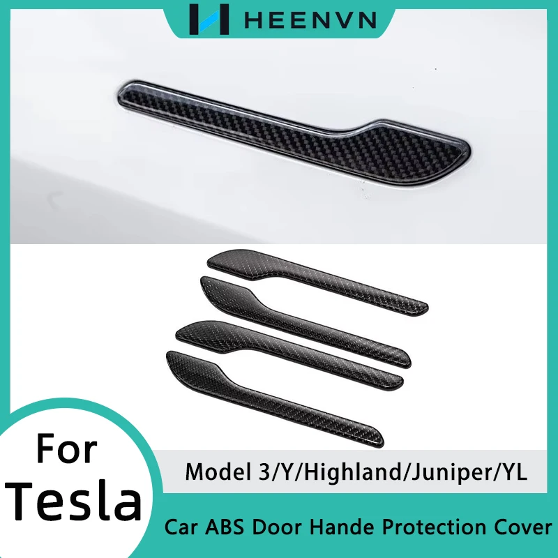 HEENVN Car Door Handle Protection Cover For Tesla Model 3 Y 2020-2026 Model YL Door Handle Cover ABS Stickers Car Accessories