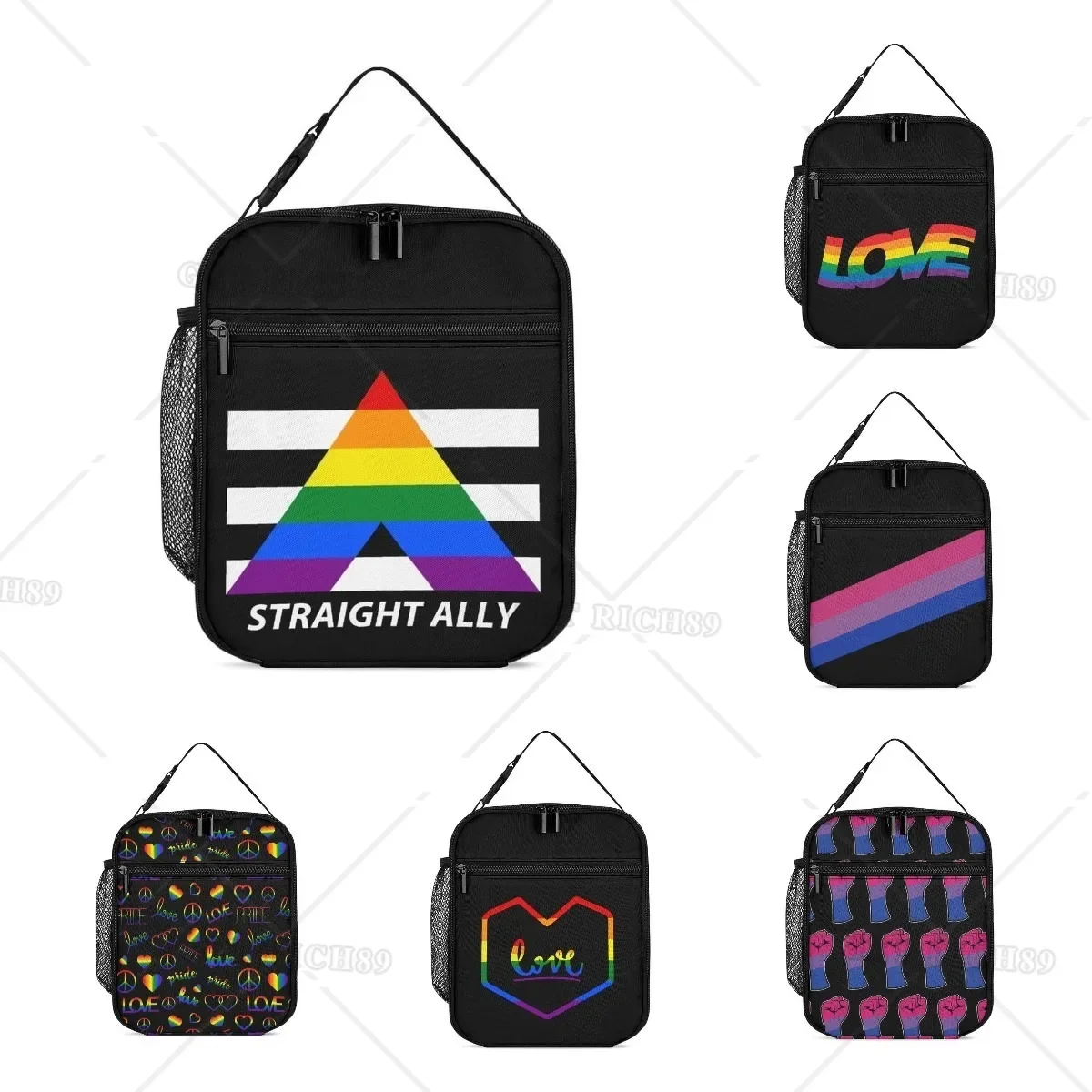 

Gay Straight Ally Pride Flag Lunch Bag for Men Women Work Lunch Box Insulated Picnic Pouch Tote Bento Meal Bags Cooler Package