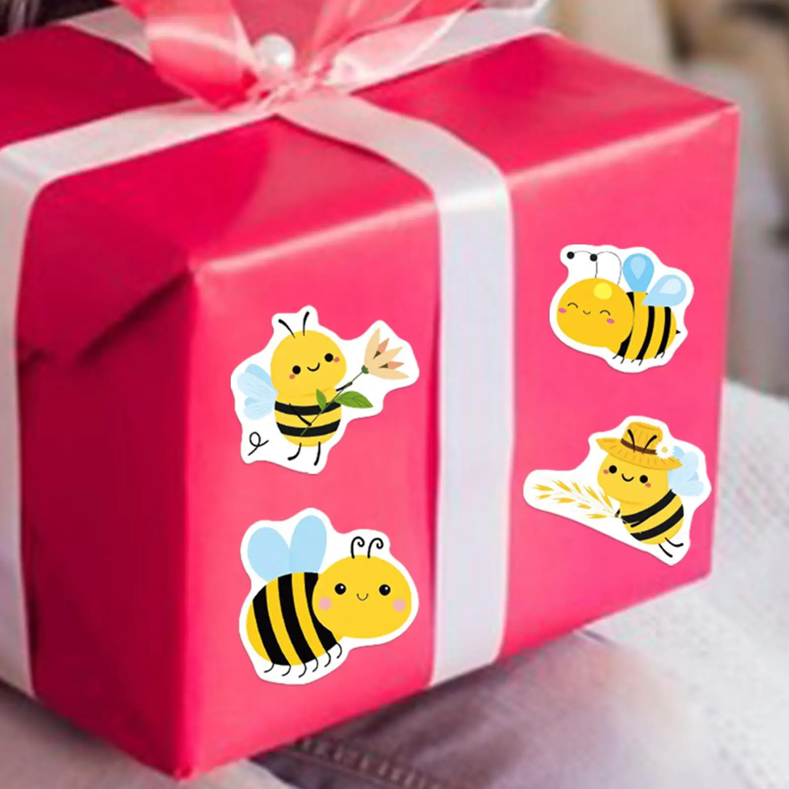 Little Bee Sticker Little Bee Sticker Roll Decorative Gift Wrapping Box Sticker Label For Notebook Wrap Present Bag