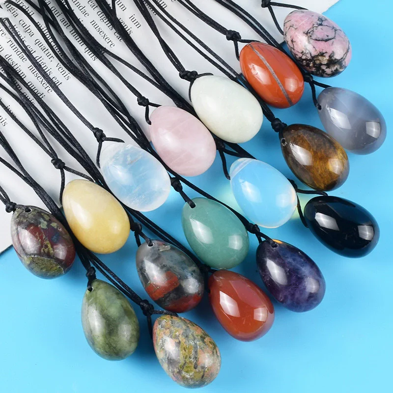 Natural Drilling Yoni Eggs Quartz Crystal Egg Obsidian Amethyst Jade Egg Women Kegel Exerciser Muscles Vagina 20mmx30mm