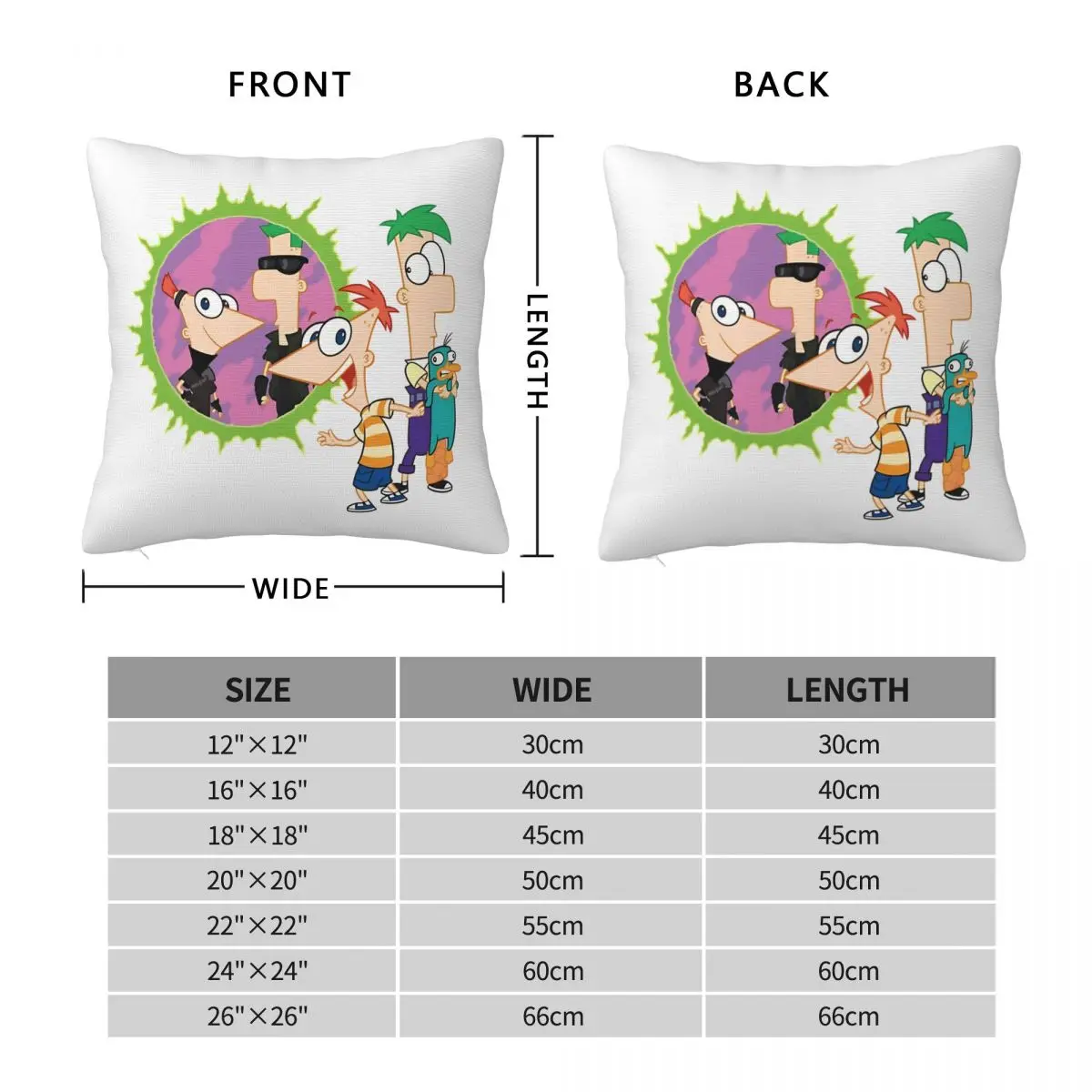 P-Phineas و F-FerbS كيس وسادة موردن غطاء وسادة البوليستر تصميم غطاء الوسادة سادات لكرسي أريكة ديكور المنزل