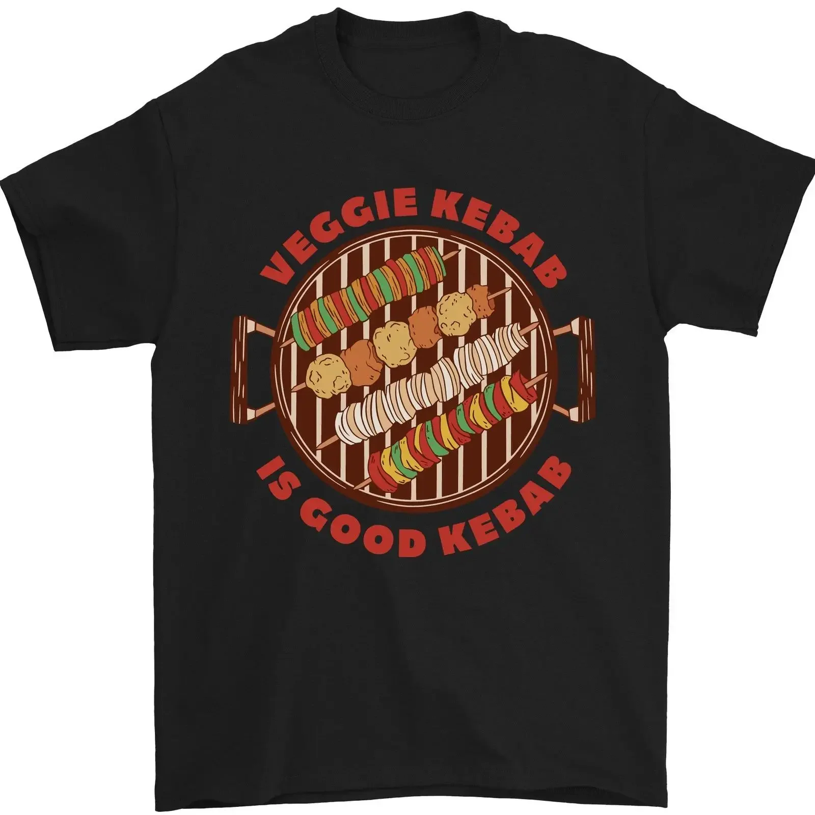 Veggie Kebab Vegetarisch Vegan BBQ Herren T Shirt 100 Baumwolle vintage Washed Slightly fashion Casual Stretched graphic