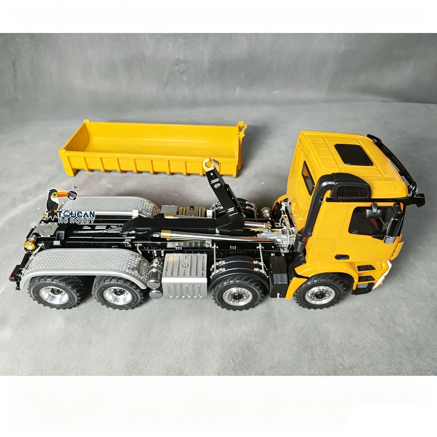8*8 1/14 RC Hydraulischer Roll-On-Off-Dumper mit 3 Ventilen, Ferngesteuertes Auto mit Vollkippfunktion, 3-Gang-Getriebe, Licht- und Sound-System, Fahrzeug-Spielzeug