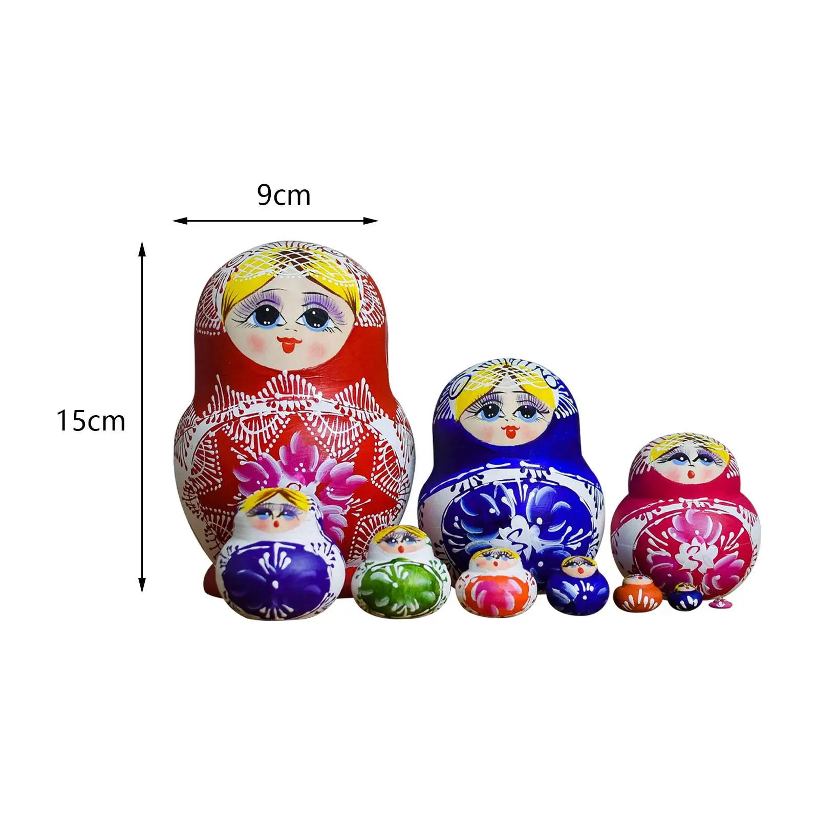 10x hölzerne russische Nist puppe Figuren Cartoon Ornament Holz Stapelung versch achtelt Set für Ostern Geburtstag Büro nach Hause Erwachsene