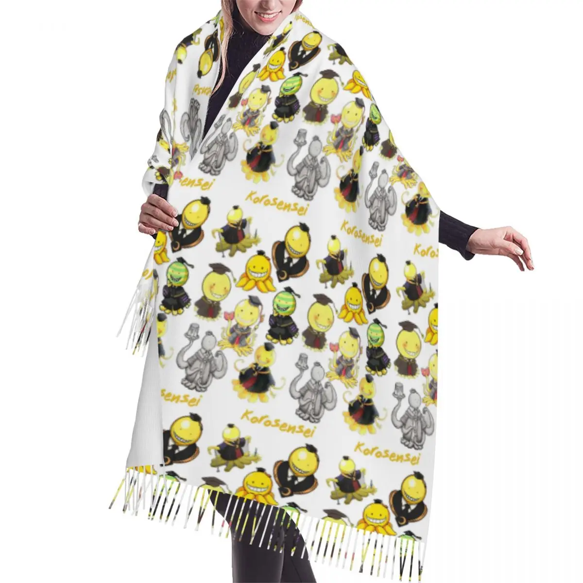 

Класс убийства Осьминог Коро Сенсей Шарф Шарфы для женщин Мягкие теплые шали и накидки Длинная осенне-зимняя шаль