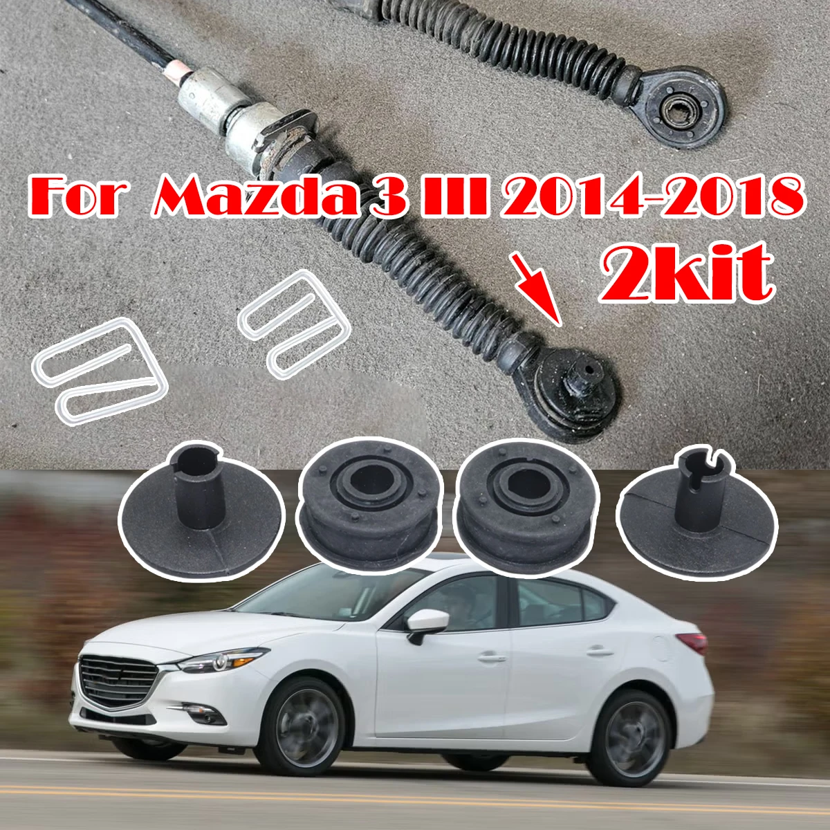 

For Mazda 3 III 2014-2018 manual transmission Gear Lever Selector Shifter Linkage Pivot Bushing Repair Kit Grommet Shifting fix