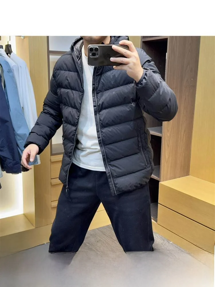 

High-End Outdoor Men's down Jaet with Hood 90% White Du down High Fluffy Windproof And Waterproof Youth Faion Thiened