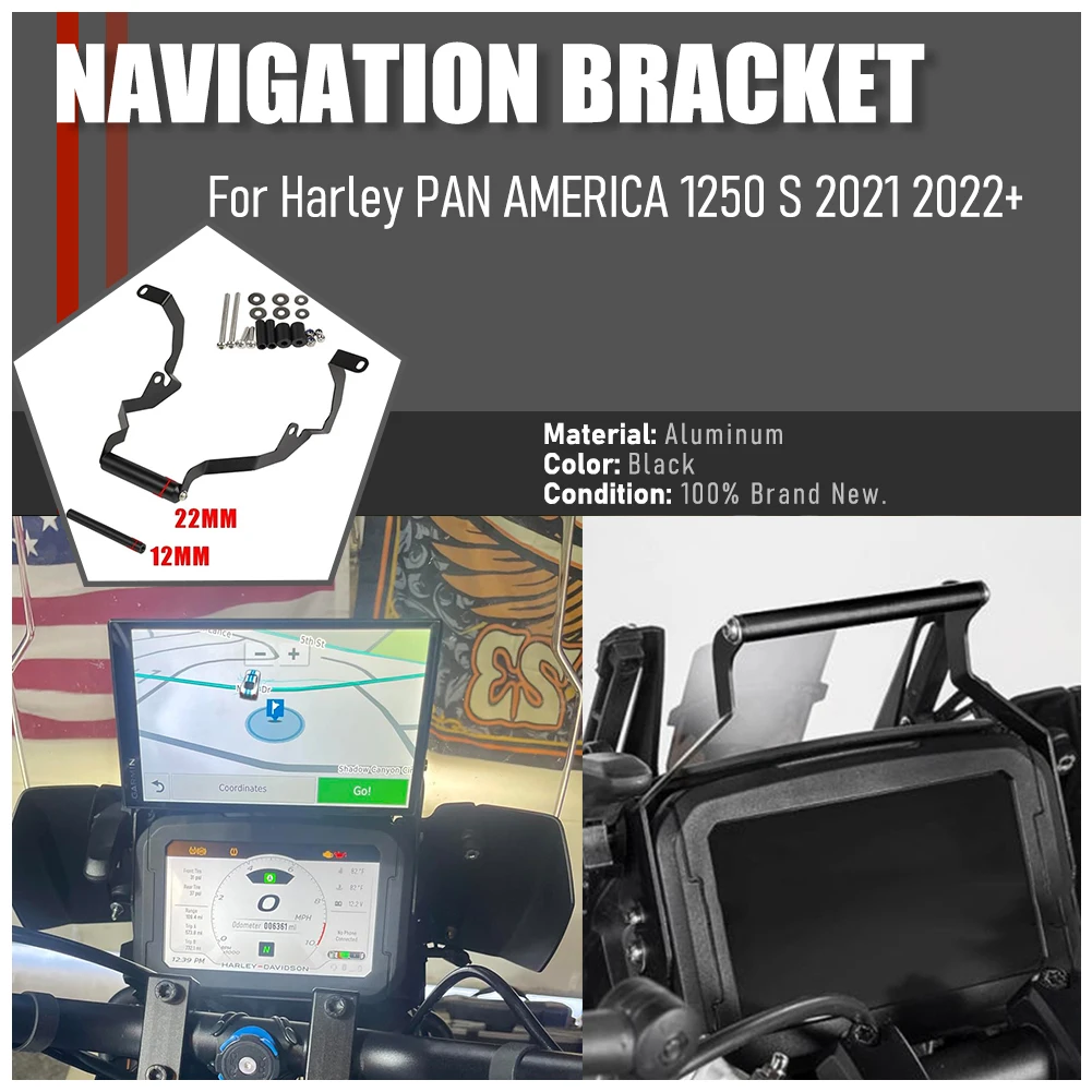 

Держатель для навигатора и телефона для Harley PAN AMERICA 1250 S 2021 2022+ (крепление GPS, кронштейн, опора)