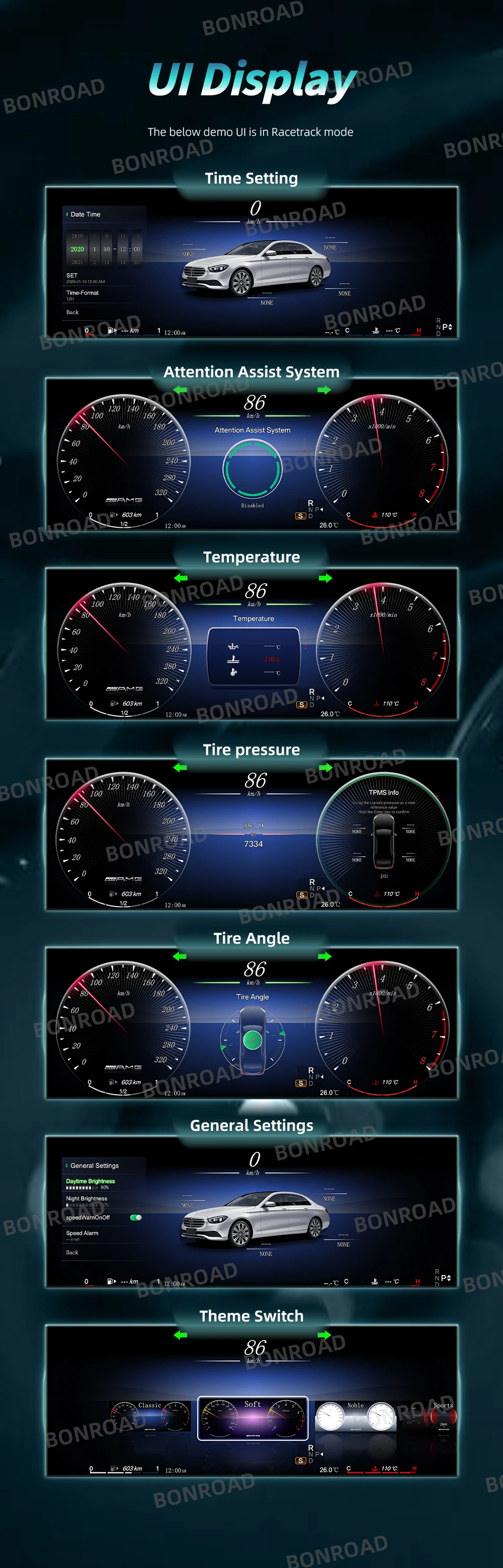 BONROAD 12,3'' Digitales Auto-Armaturenbrett für Benz A-Klasse W176 GLA X156 CLA C117 2013-2019 Tachometer Cockpit Instrumentencluster – Detail 6