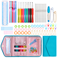 Aluminium Crochet Hooks Set Ergonomic Handle Knitting Needles Kit DIY Sewing Knitting Weaving Accessories Tools Set for Beginner