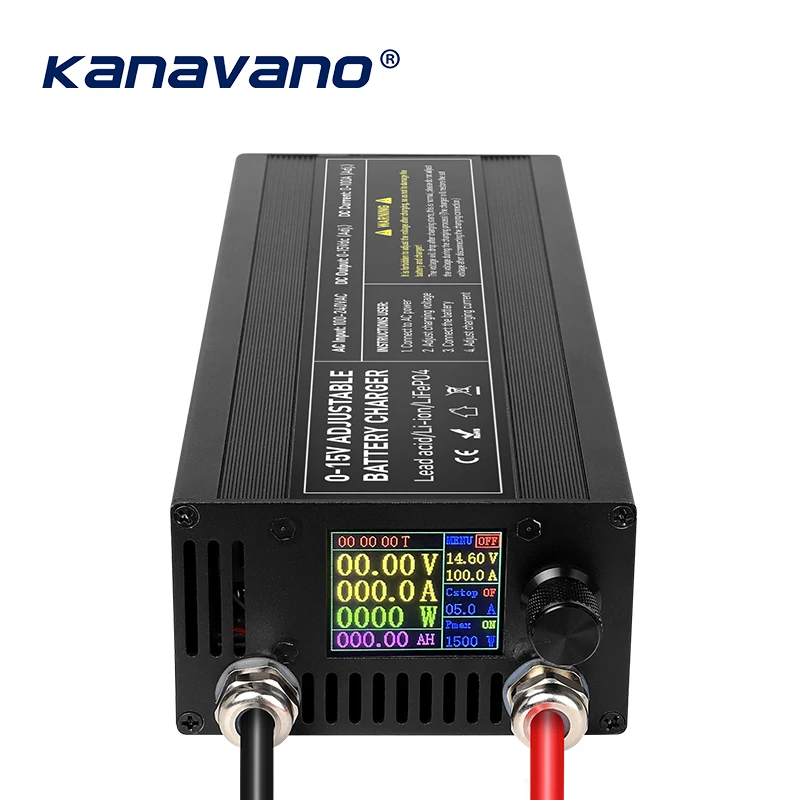 12V LiFePO4 baterie 60A 100A s antireverzním zapojením, nastavitelné napětí a proud, rychlá nabíječka s velkým displejem - náhled 3